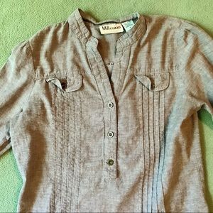 Gray Chambray 3/4 Sleeve Top